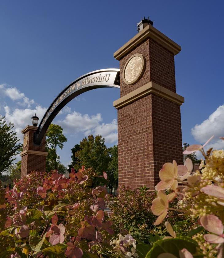 Stowe Gateway at UW-Eau Claire in fall sunshine